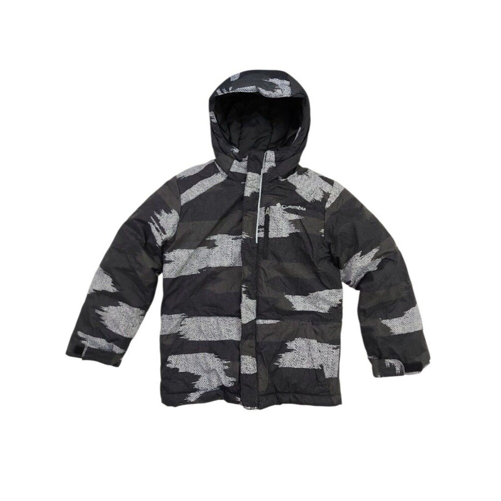 Columbia Jacket Kids XS 6/7 Gray Camo Insulated Full Zip Warm Outdoor Travel